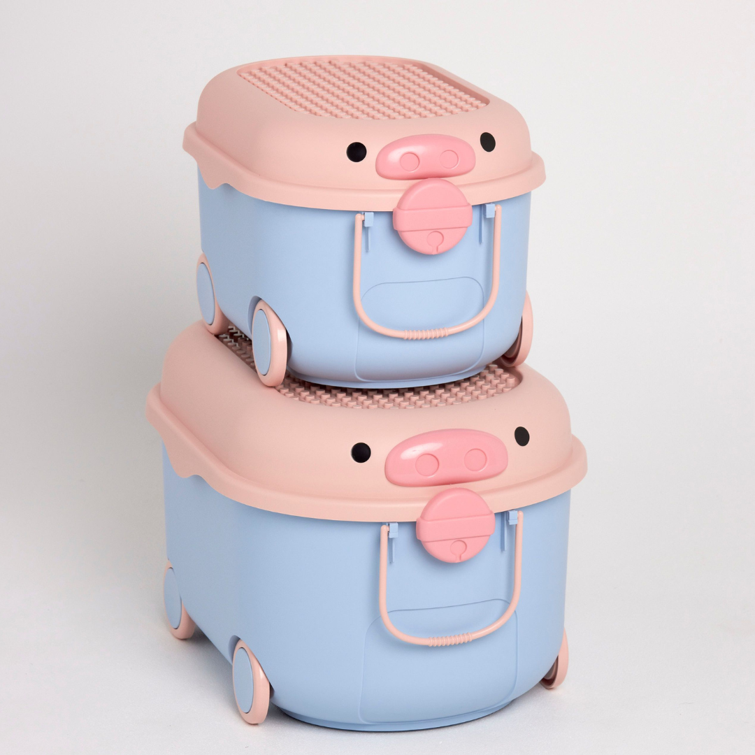 Ride a Long Storage - Blue & Pink Pig - Large