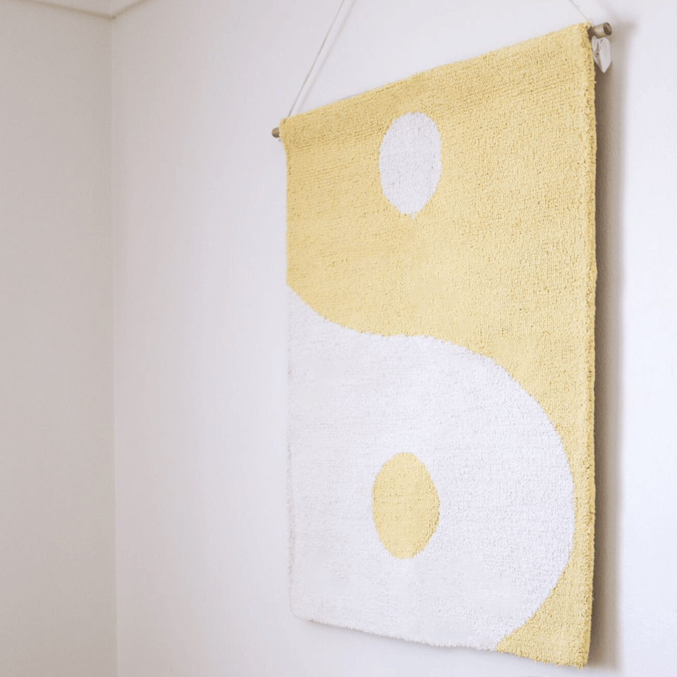 Yin Yang Wall Hanging - Lemon and White (New Size) - Cowrie & Conch