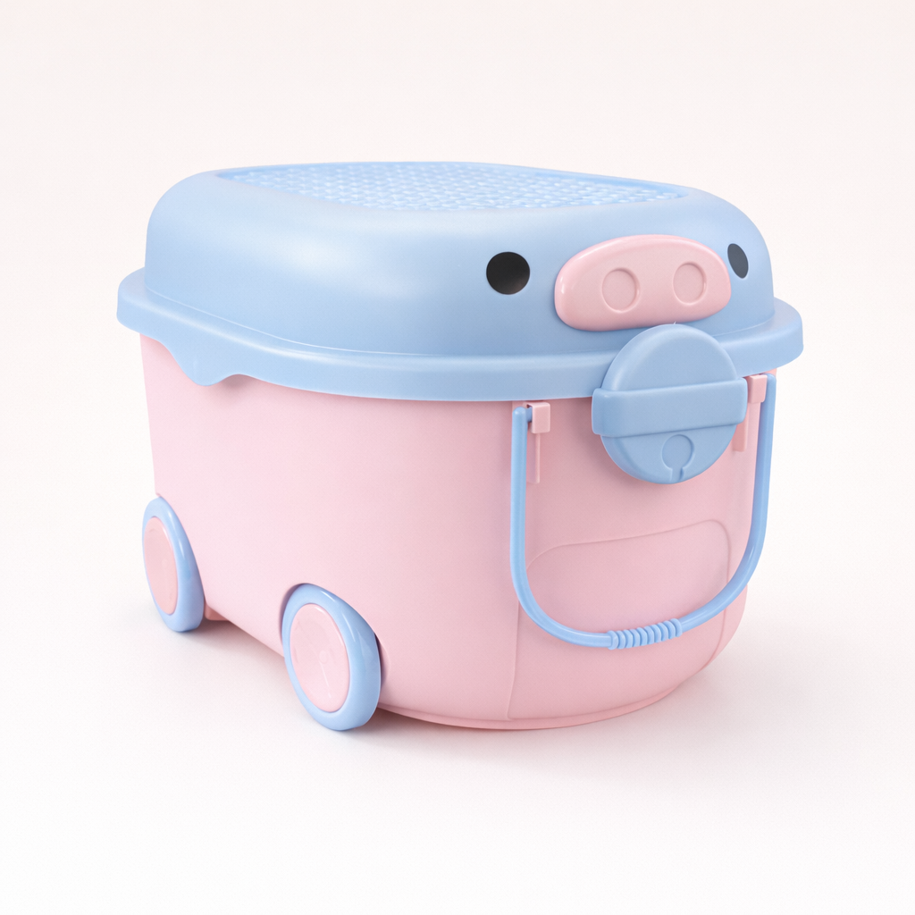 Ride a Long Storage - Blue and Pink Pig - Medium
