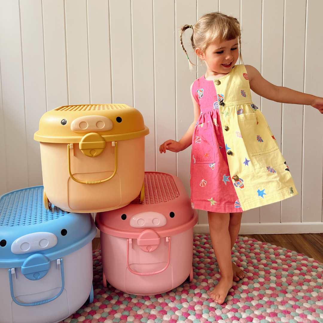 Ride a Long Storage Powder Pink Pig Large - Main Image